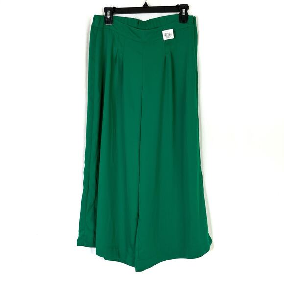 Liz Claiborne | Green Wide Leg Flowy Tuxedo Ponte Pants Polyester Women 6 Petite - Picture 1 of 6